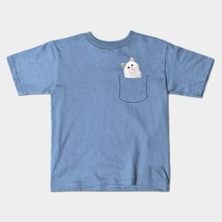 Peeking Pocket Pet - Cute White Kitty Cat Kids T-Shirt